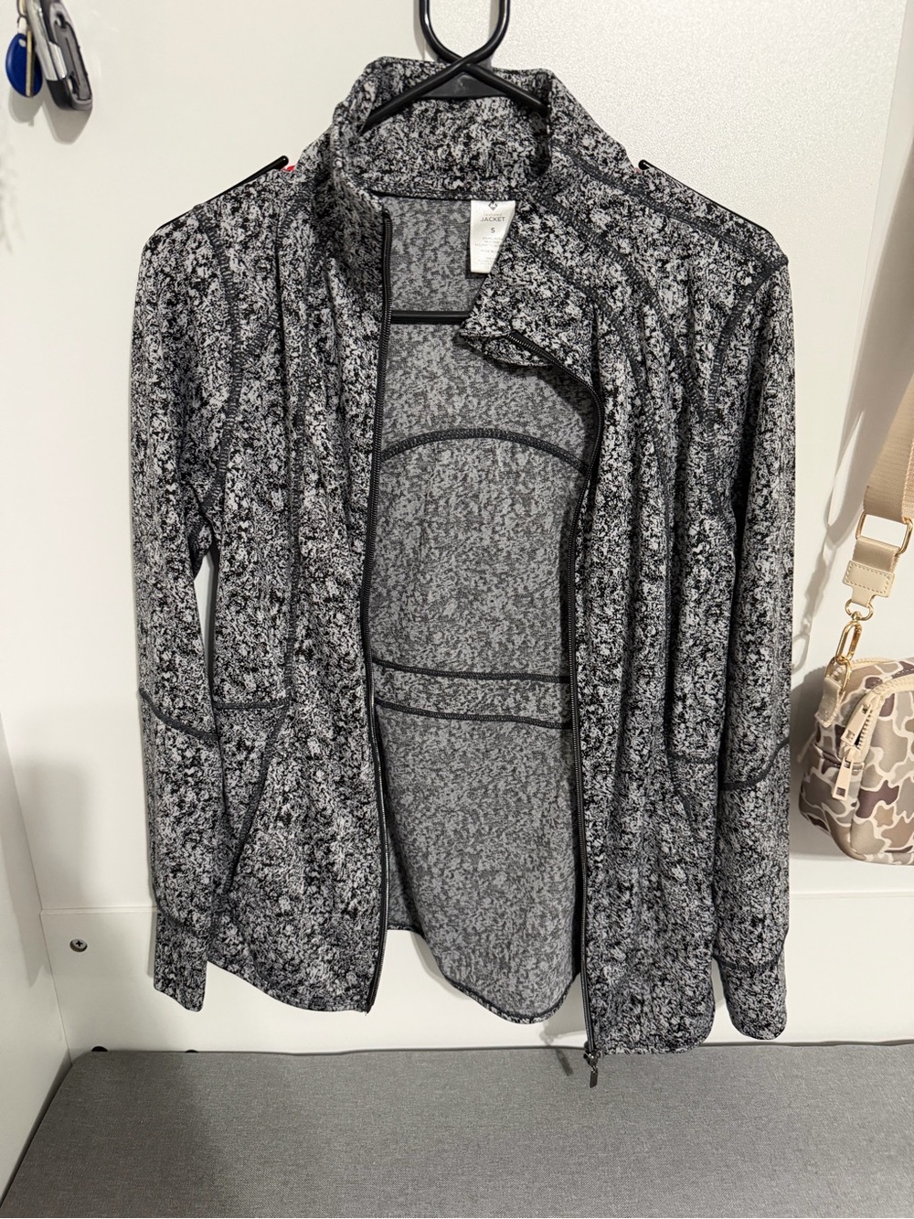 Heathered Black & White Zip-Up Active Jacket